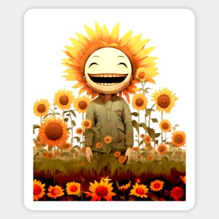 Sunflower Smiles: Be Happy Today on a light (Knocked Out) background Sticker